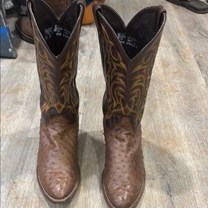 Justin Ostrich Skin Boots 12D 8927
